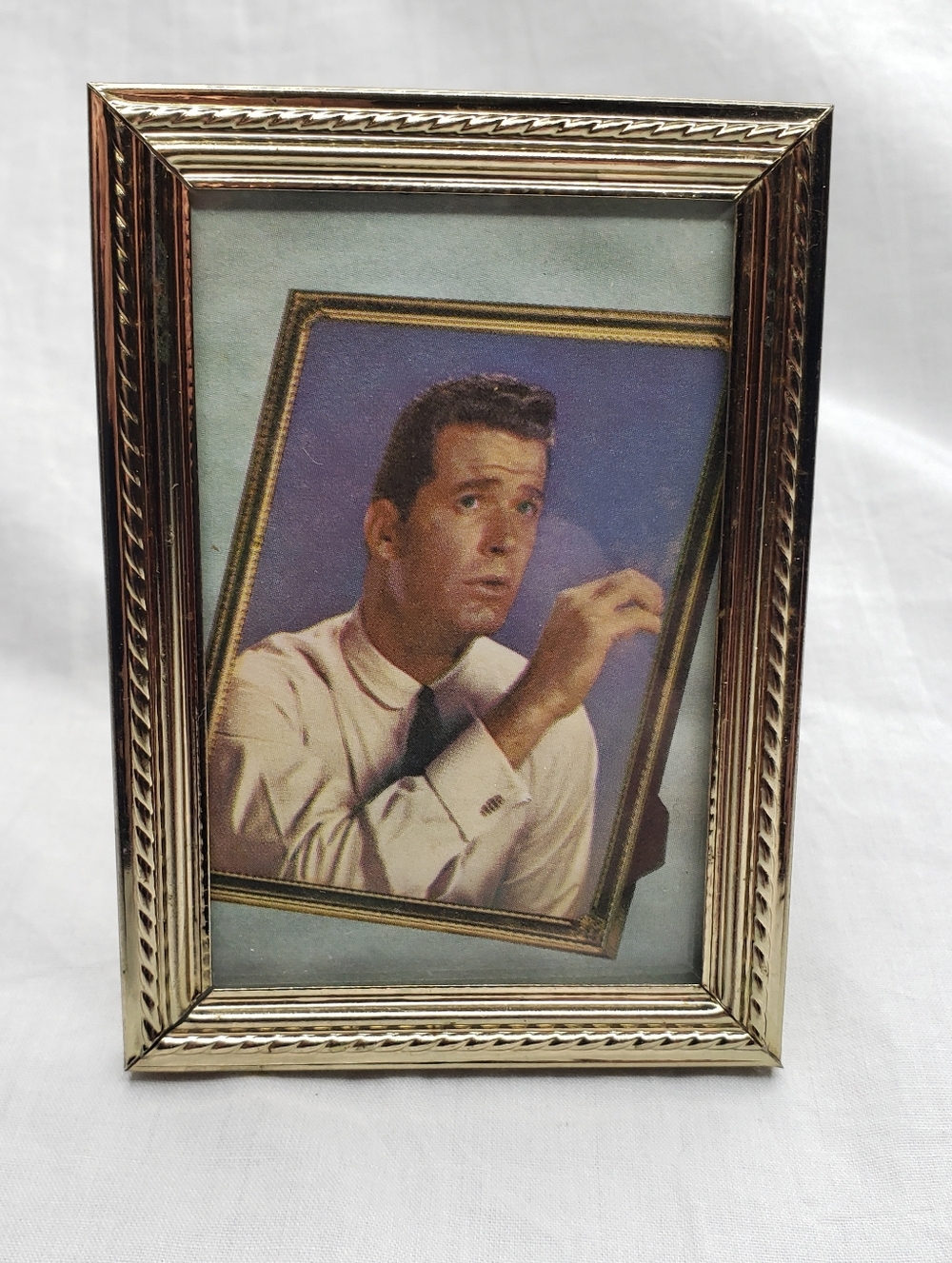 Vintage Mini Gold Metal Photo Picture Frame Original Paper James Garner 1970s